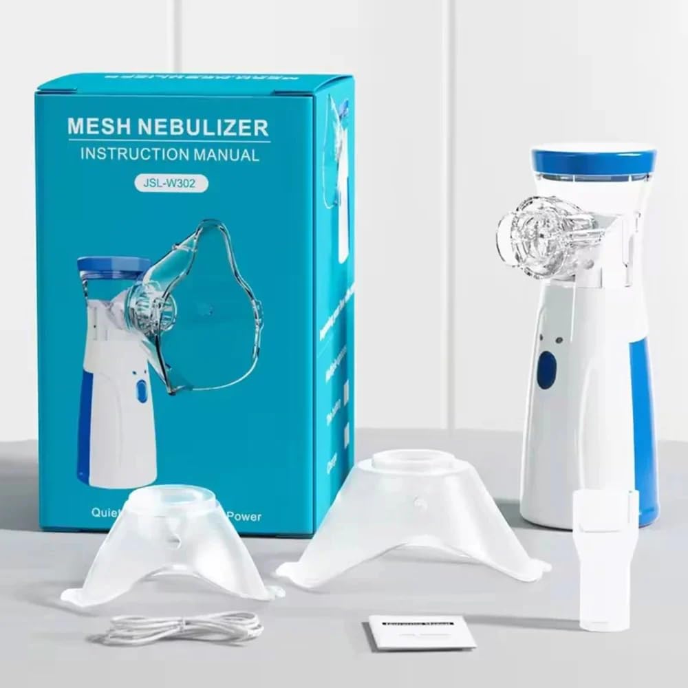 Portable Mesh Nebulizer for Adults & Kids | Quiet, Compact & Wireless Nebulizer Machine with Masks | Effective for Cough, Asthma, Sinusitis & Bronchitis
