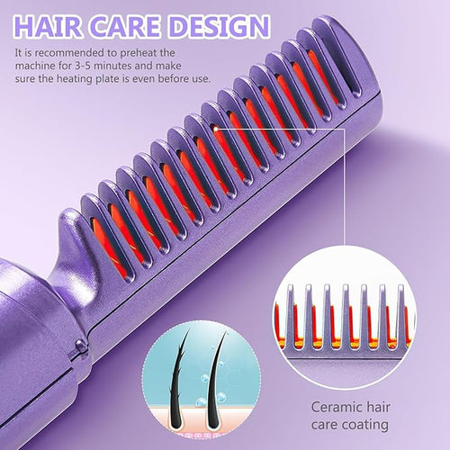 Meneflix Portable Mini Hair Straightener – Cordless, Rechargeable, Adjustable Temperature Hot Comb for Travel, Touch-Ups & Daily Styling